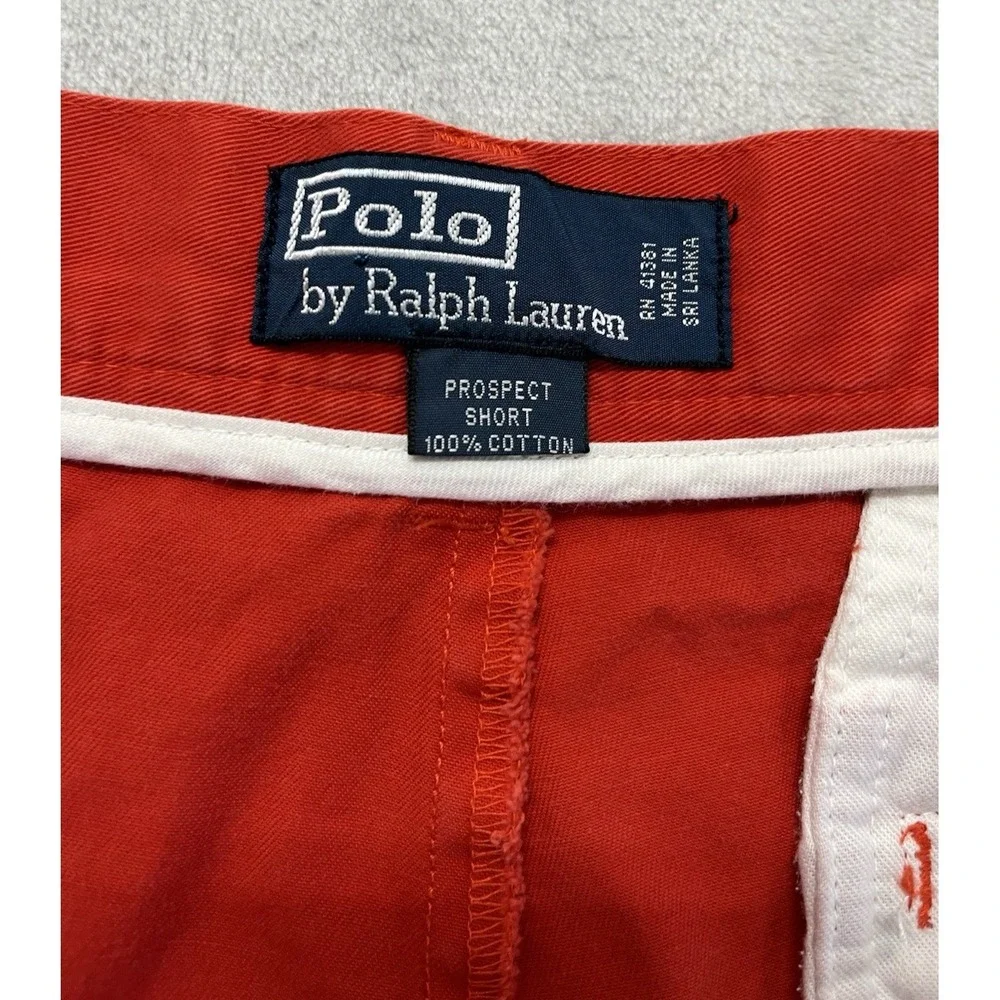 Polo Ralph Lauren Prospect Short Men 34 Red Chino Classic Flat Front 9'' Inseam